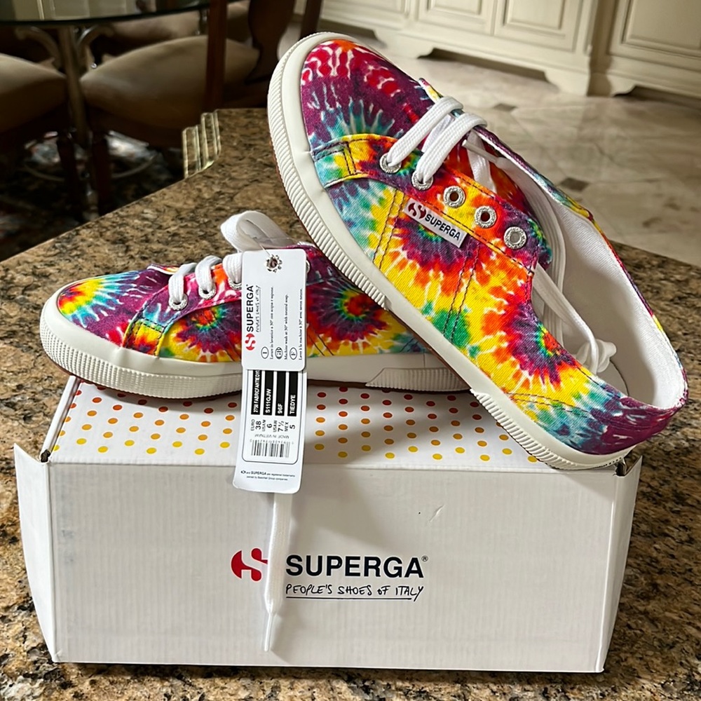 Rainbow tie dye Superga Brand new in box (except for taking pictures) NWT